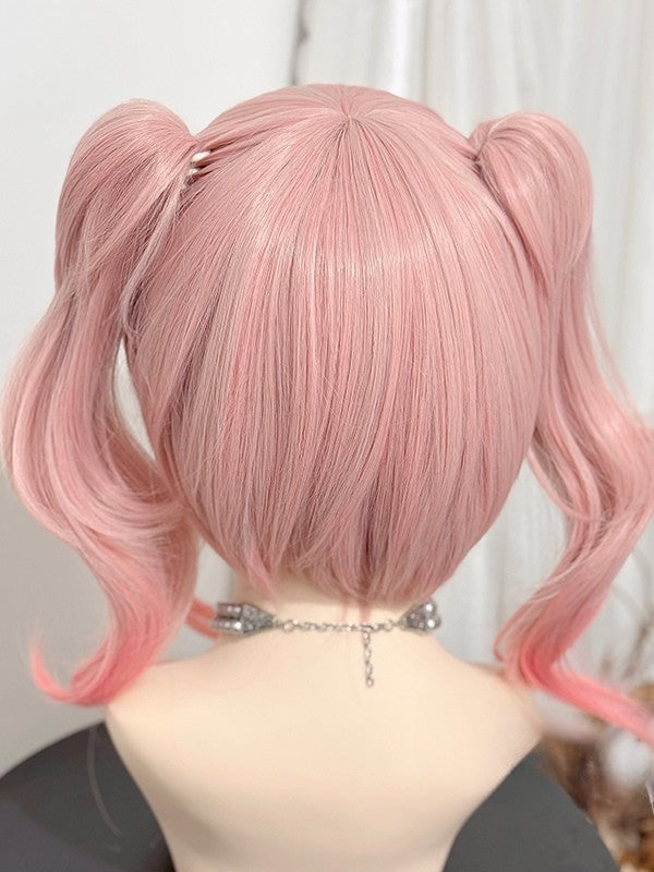 Bangs Clips Claw Length Pink 30CM Wavy Wig 38CM Ponytail With + Air Double