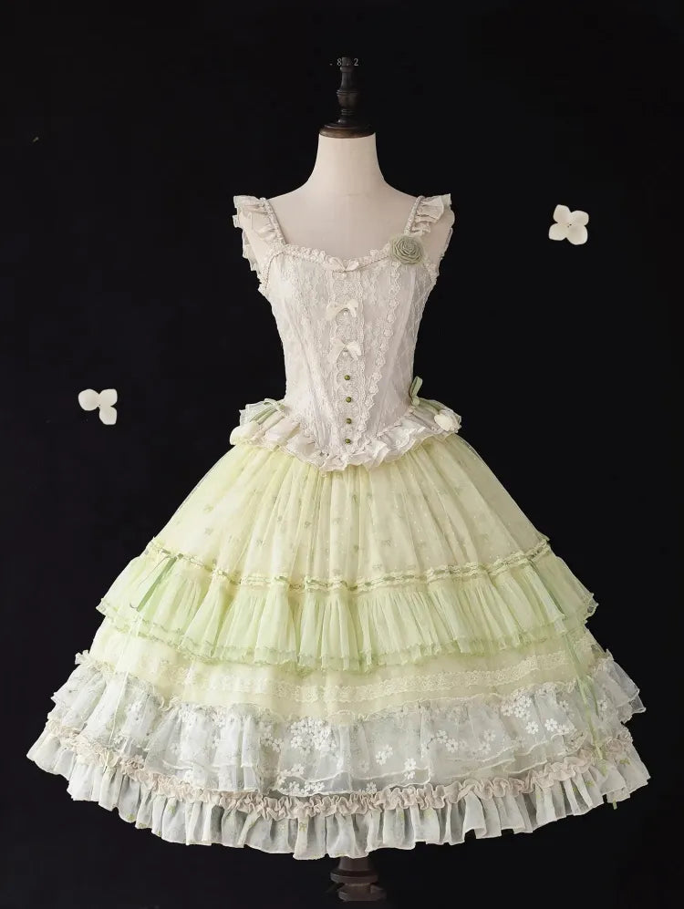 Ivory Bead Details Fabric Heart Corset Jacquard Boned Top