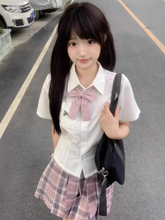 Rock Rosa Uniform Muster Plaid 45CM Plissee JK