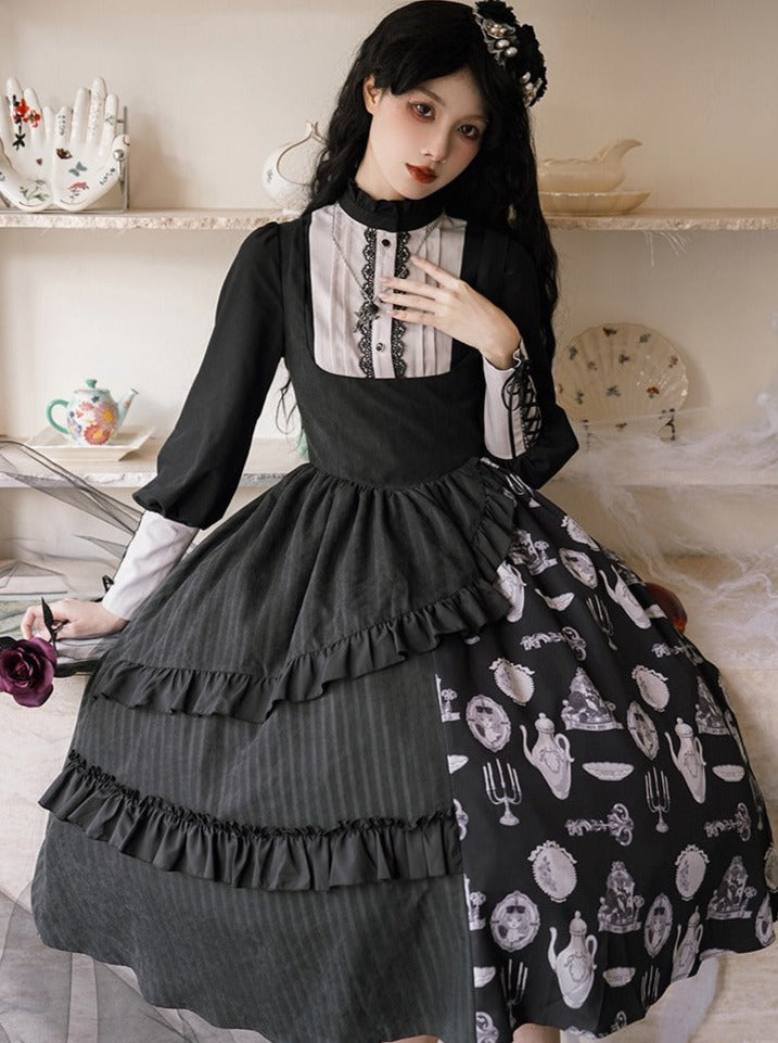 Suspender Skirt + Elegant Puzi Blouse Print Design Original With Kula