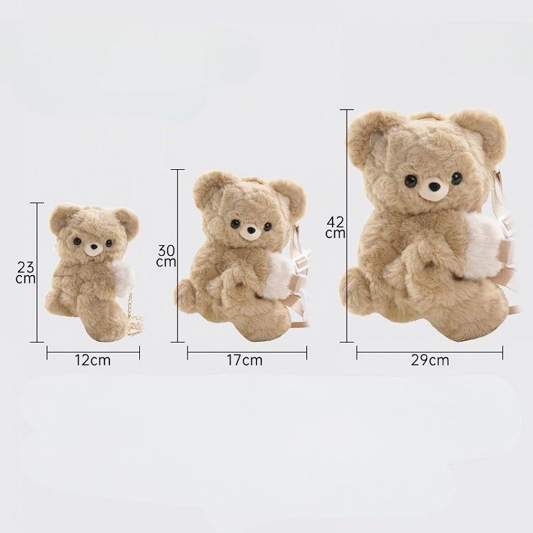 Plush Bear Keychain +Apple Khaki Hat Bag Backpack/Crossbody