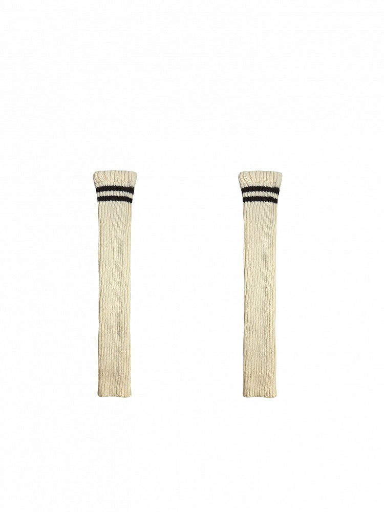 Apricot Overknee Striped Pattern Knitted Leg Warmers