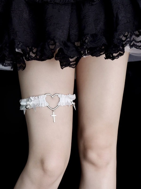 Cross Black/White Garter Bowknot Punk Charm Details