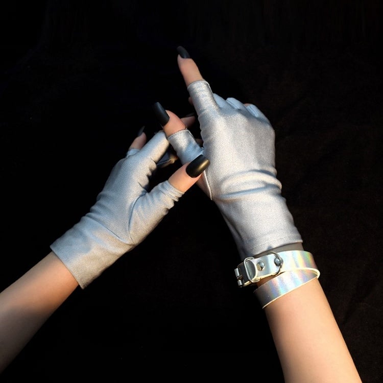 Finger Silver Bracelet Gloves + Cyberpunk