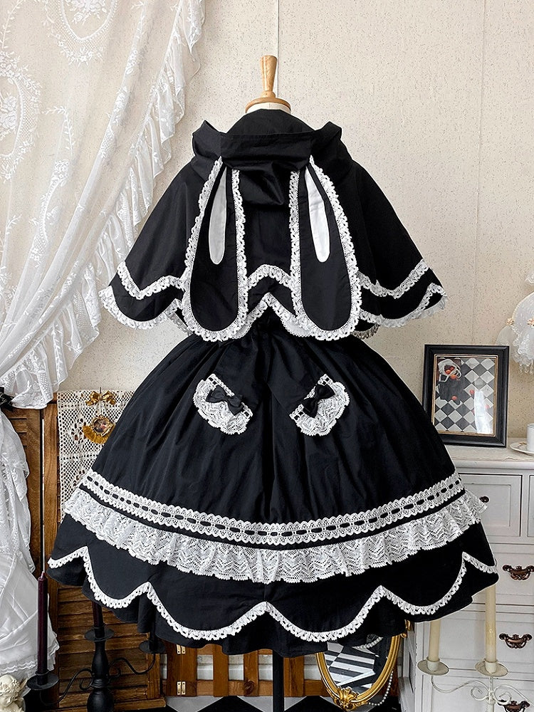 Cape Bunny Kapuzenohren Schwarz