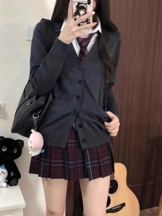 Uniform 42CM Muster Plissee JK Plaid Rock Rot