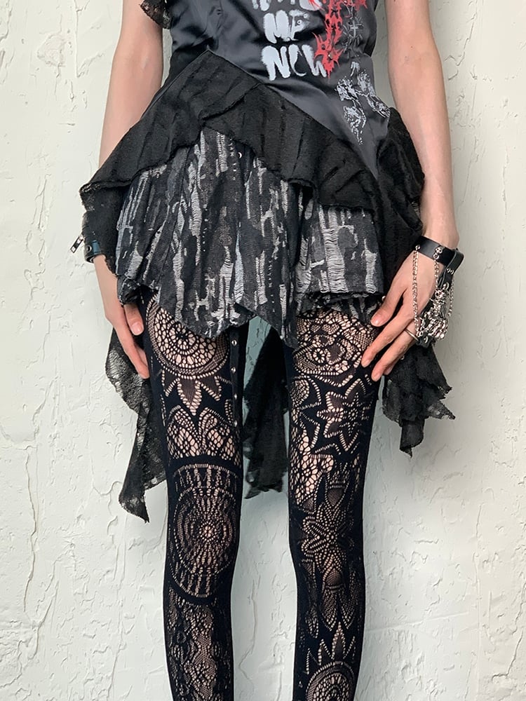Punk Hollow-out Tights Y2K Black Design