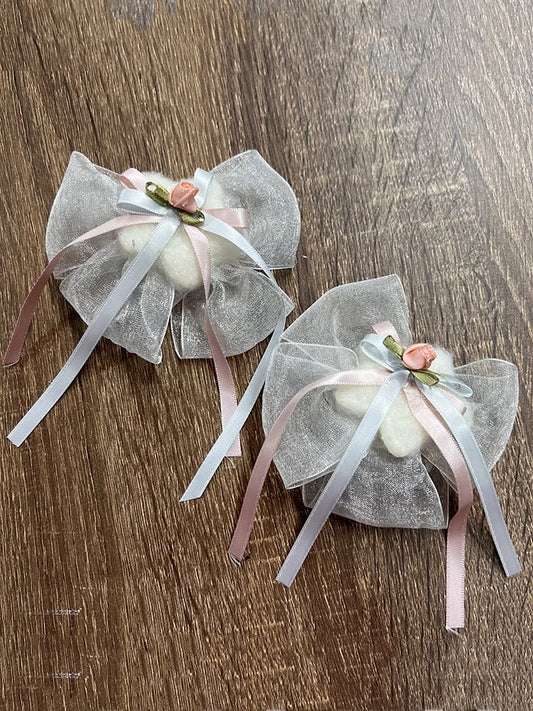 Hairclip Plush Bowknot Star White