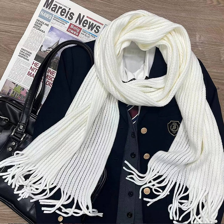 Uniform Red/White Tassels Scarf Knitted JK Details
