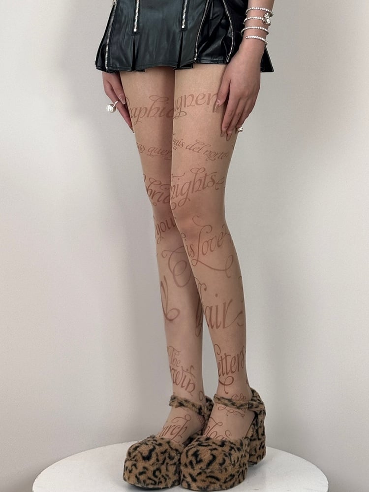 Tights Print Y2K Nude Letter