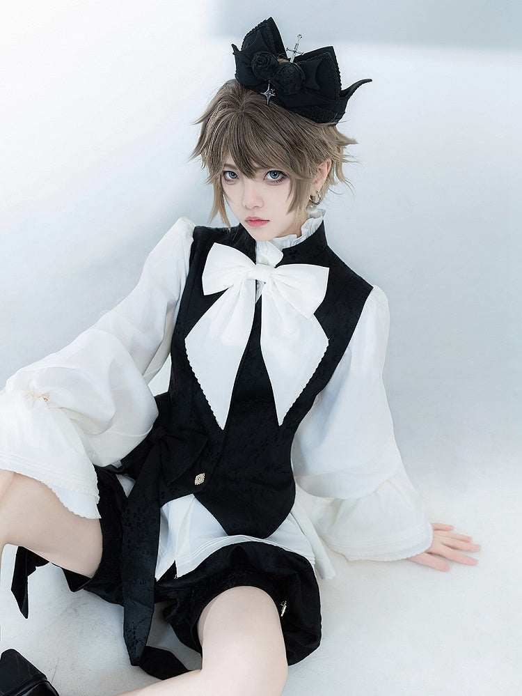 Bishop Poet Shirt Sleeves Neckline White Ruffle Ouji Lolita