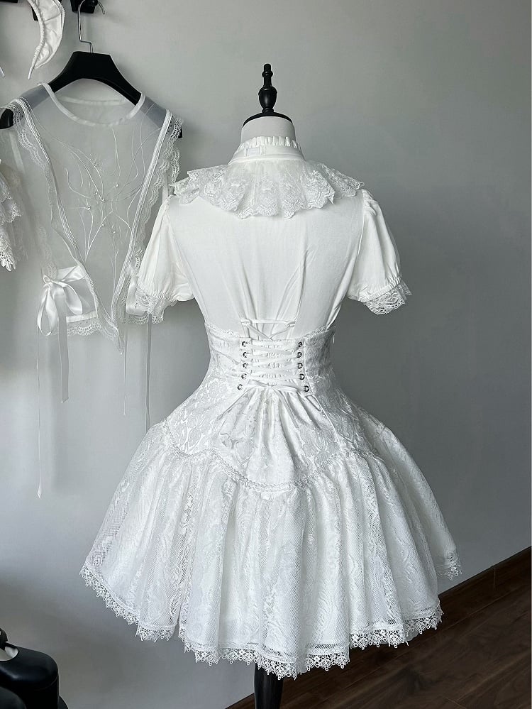 Waist High Short Version Lolita Gothic Skirt White Under Super Bust