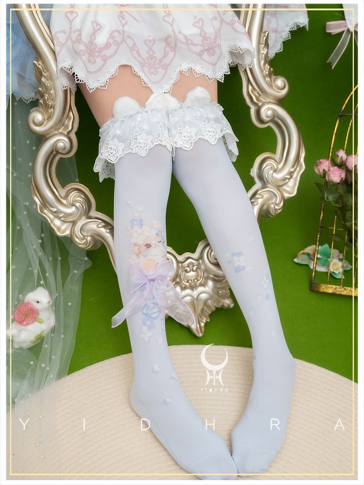 Süße Lolita Overknee-Strümpfe mit Animal-Print