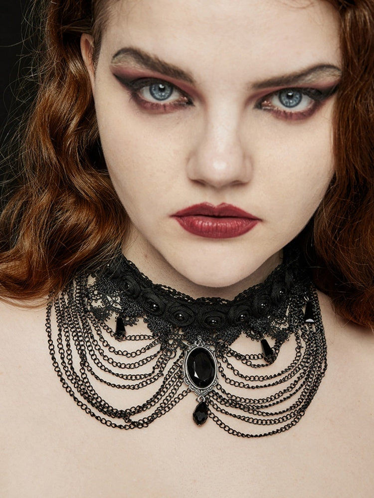 Gothic Kopfbedeckung Spitzenhalsband