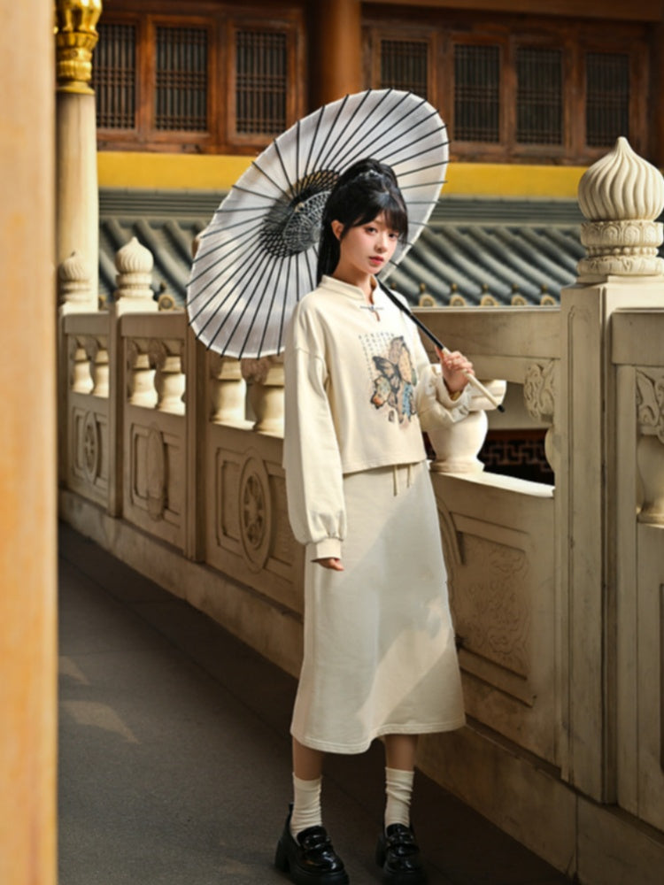 Apricot/Black A-line Skirt Short/Long Version
