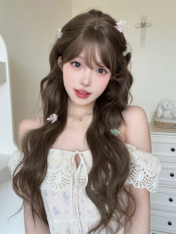 With Brown Bangs Air 72CM Wig Wavy Length