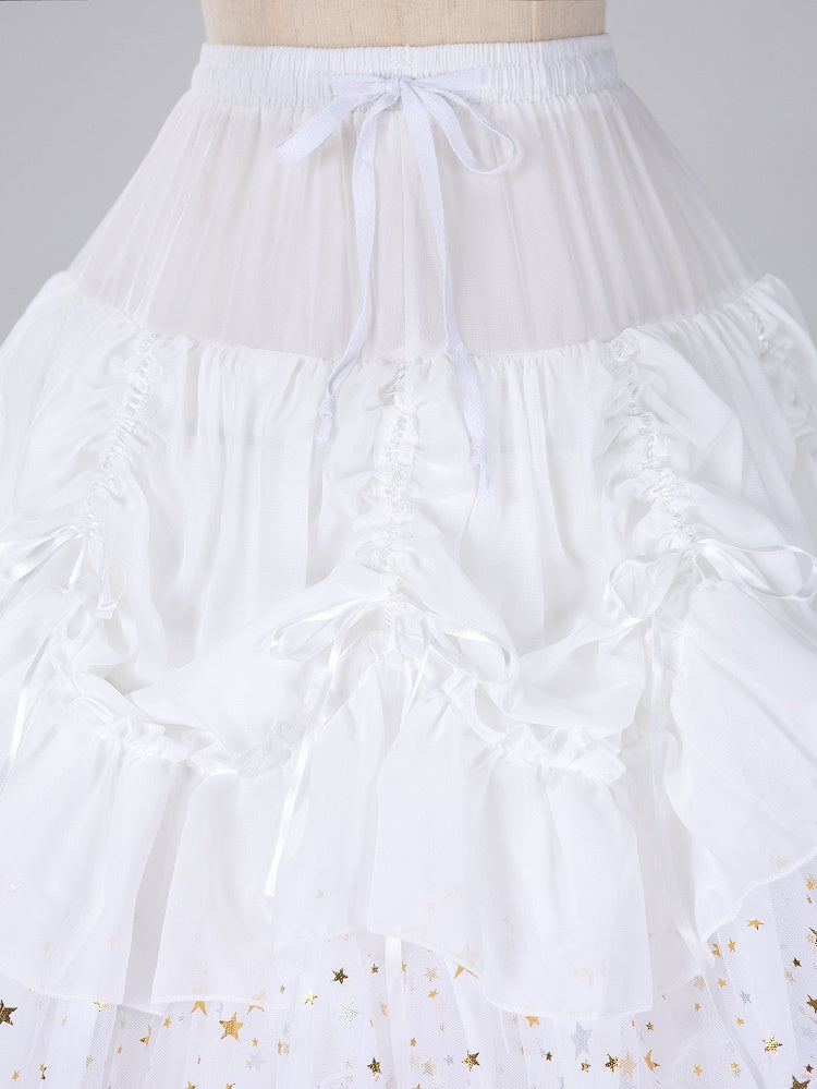 Length Fish-bone Glittering Stars Gorgeous White/Beige/Black Adjustable Petticoat