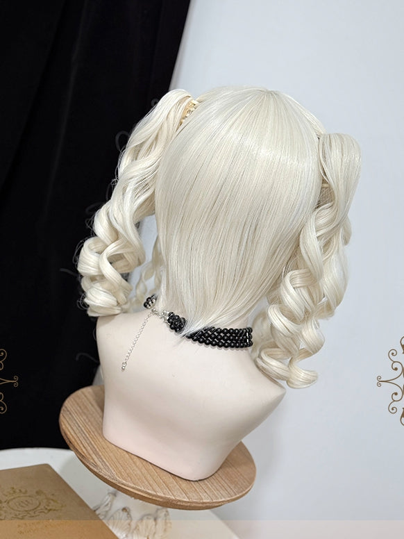Roman Blonde Bangs Wigs Curly + Ponytails With Claw Two 48cm