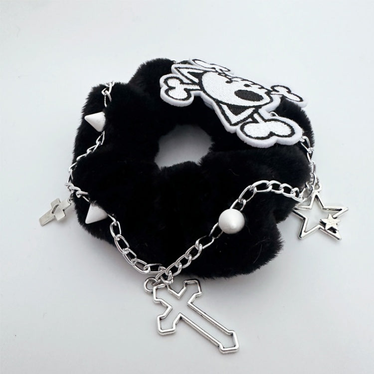 Schwarz-weißes Skelett Gothic Plüsch-Haargummi