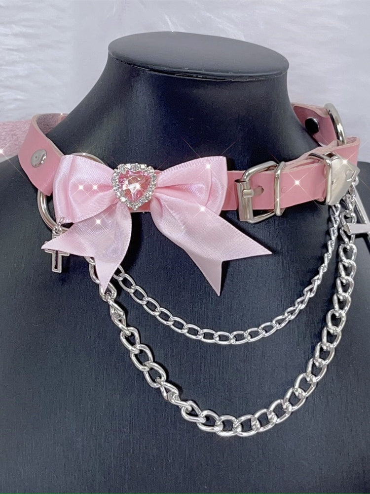 Jirai Kei-Halsband im Kreuz-Schleifen-Design
