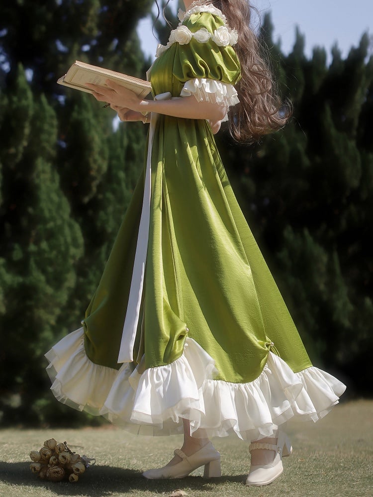 Details Maxi Empire Green Bead Waist Lolita Dress One Elegant
