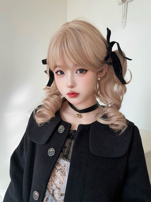 Blonde Short Bob Cut Synthetic Wig With Double Ponytail Claw Clips