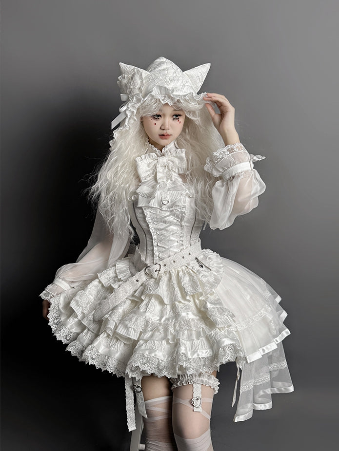 / Hood Cat Ears White Black Red