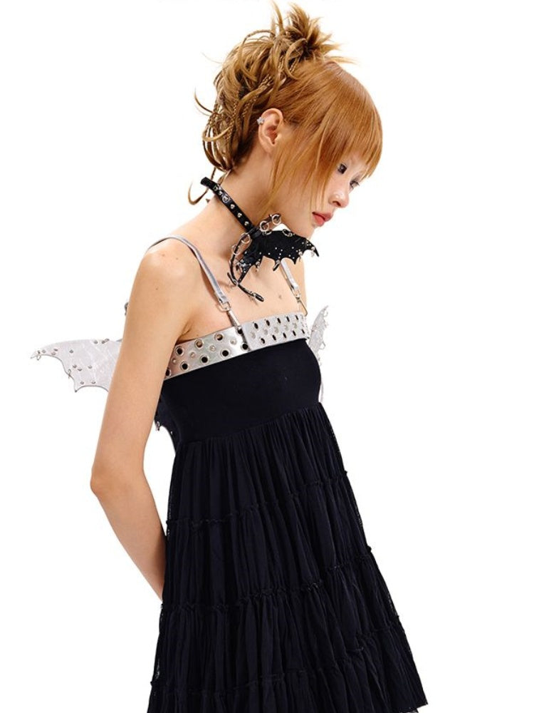 Punk Black/Silver Butterfly Waist Belt