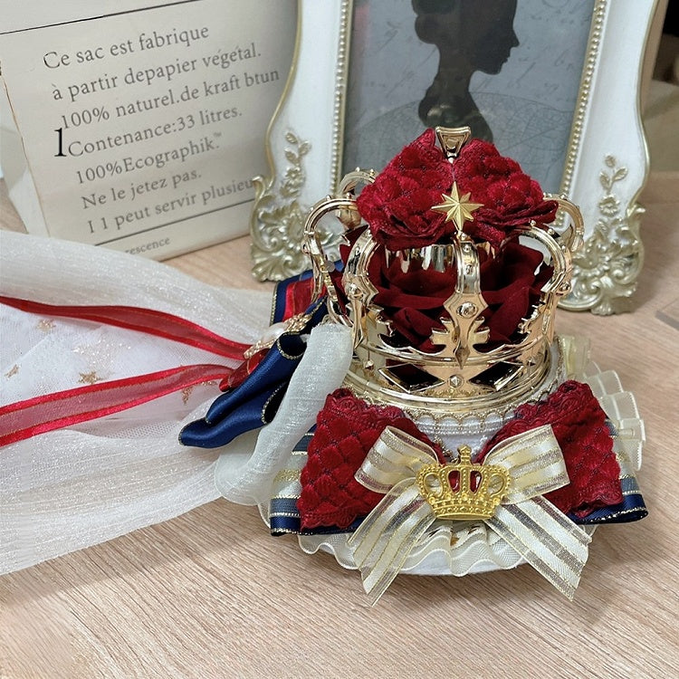 Hime Lolita Minihut mit Blumenmuster und Schleife