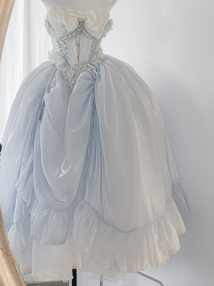 Blue Long Drawstring Under Skirt