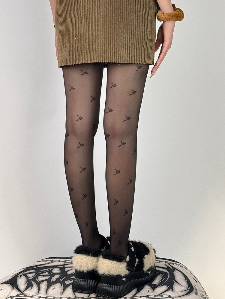 Floral Black/White Tights Pattern