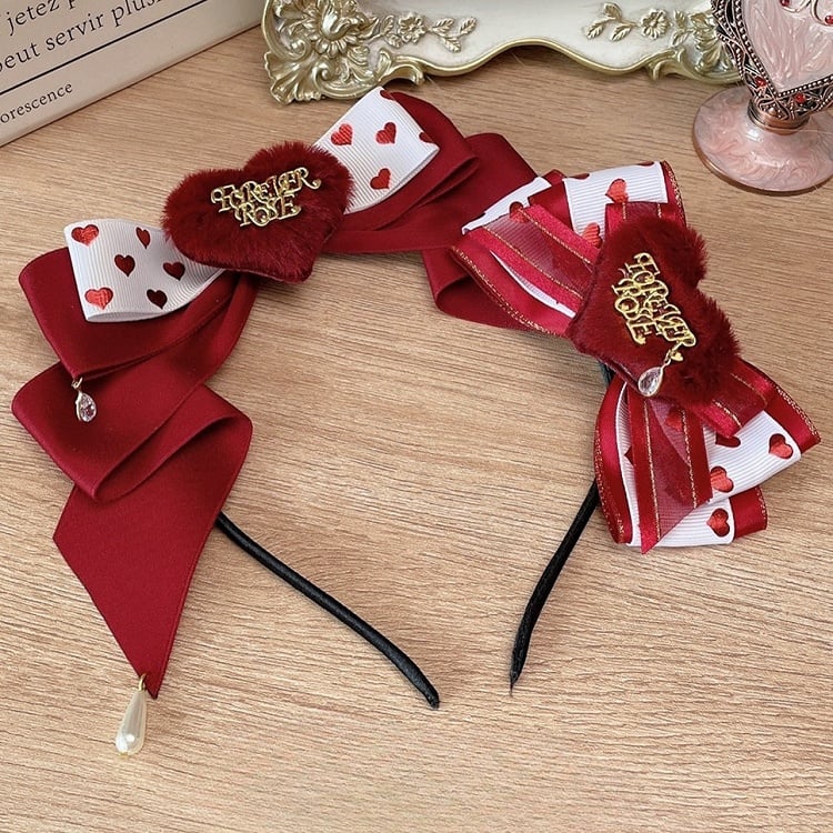 Strass Sweet Heart Haarspange Rot Charm Lolita mit Design KC