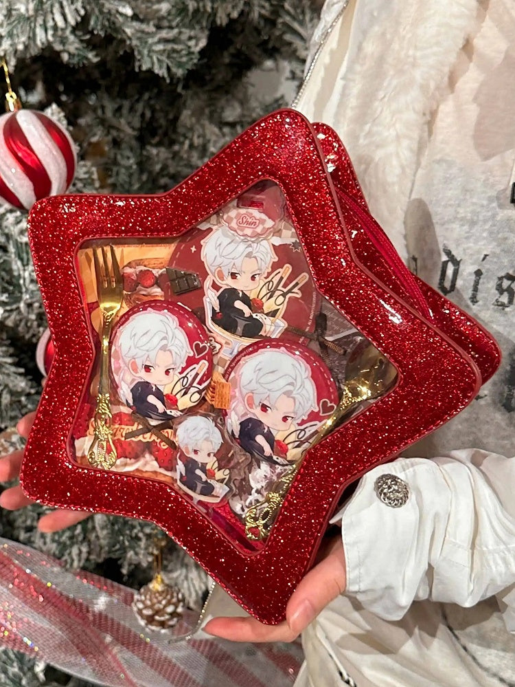 Star-shaped Ita Bag PU Red Badge Set Detachable with Charm