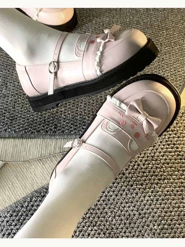 Kawaii Cute Sweet - JK Braune Schleife Bär Schuhe mit niedrigem Absatz