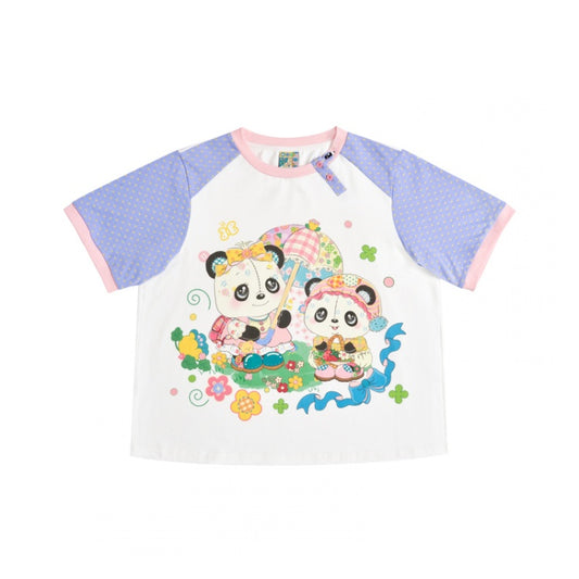 Weißes T-Shirt mit Panda-Print