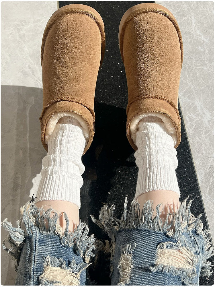White Thickened Cotton Winter Socks Milk