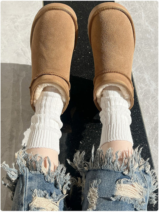 White Thickened Cotton Winter Socks Milk