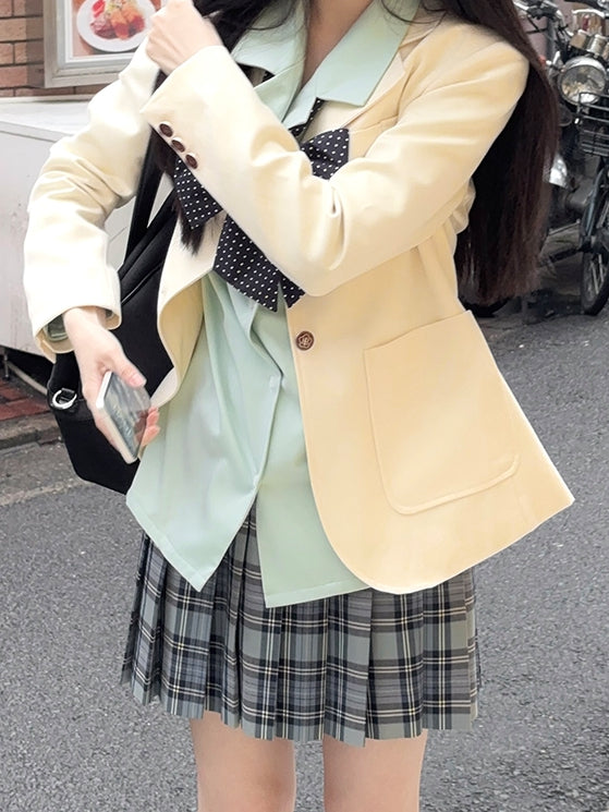 Style Collar Beige/Purple/Pink Uniform JK Blazer Preppy Notched
