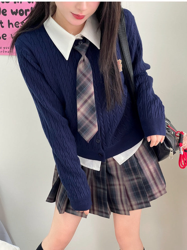 42CM/45CM/48CM/56CM/65CM Style JK Uniform Pleated Skirt Gray Plaid Preppy