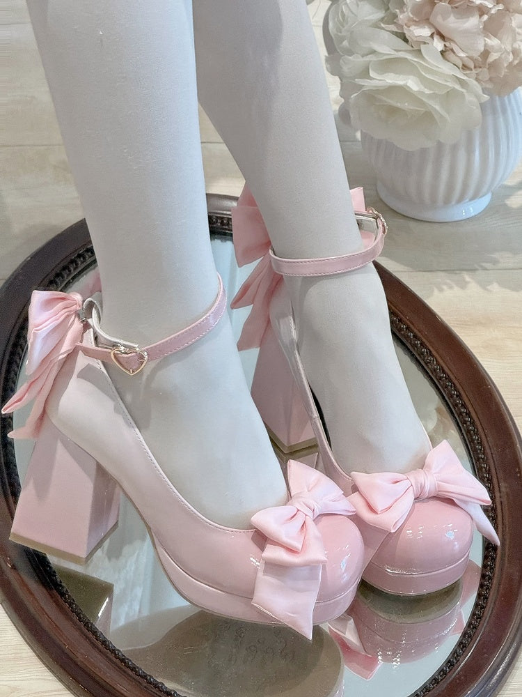 Schuhe Mary Sweet Bowknot Runde Rosa Details Toe Janes Plattform Lolita