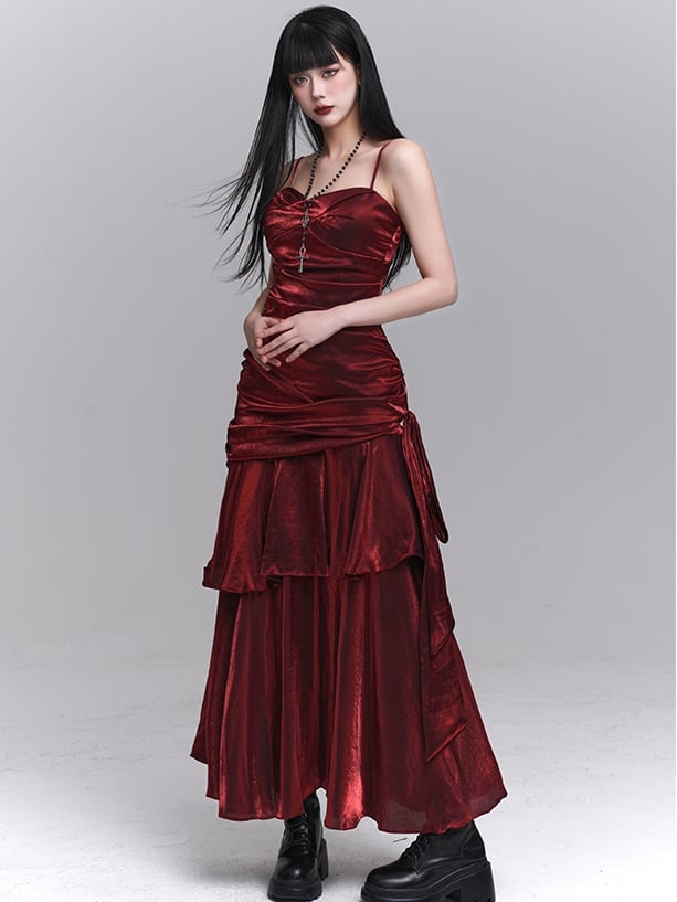 Sweetheart Neckline Ruched Design Evening Dress Gown Wine Red