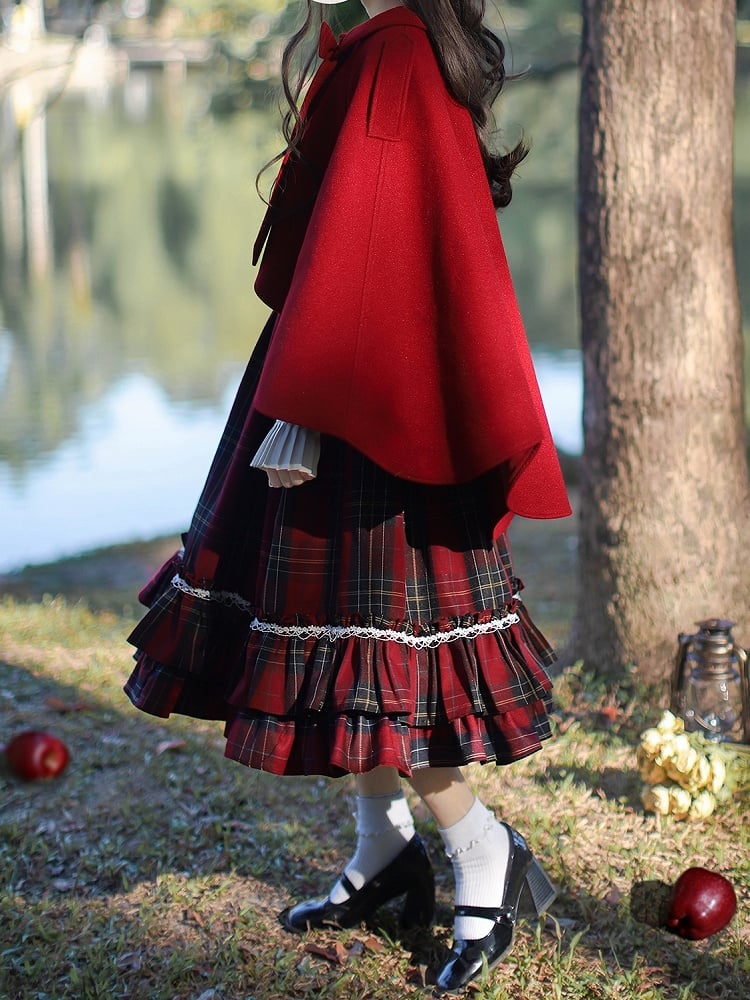 Tie with Cape Scalloped Edge Trim Bow Red