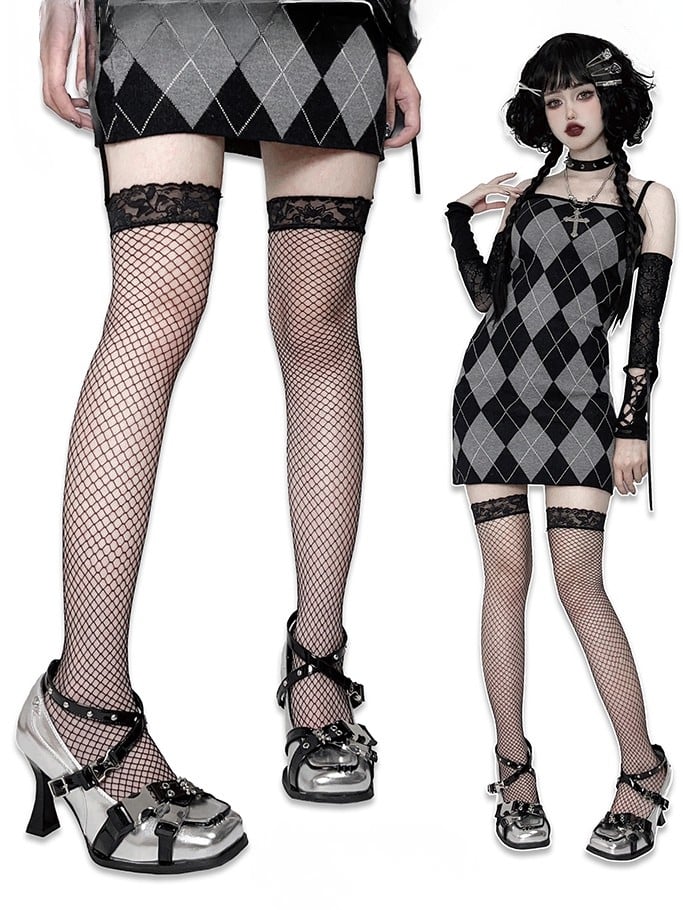 Design Silver in PU High Square Toe Heels Crisscross Stud Embellishments Style Punk