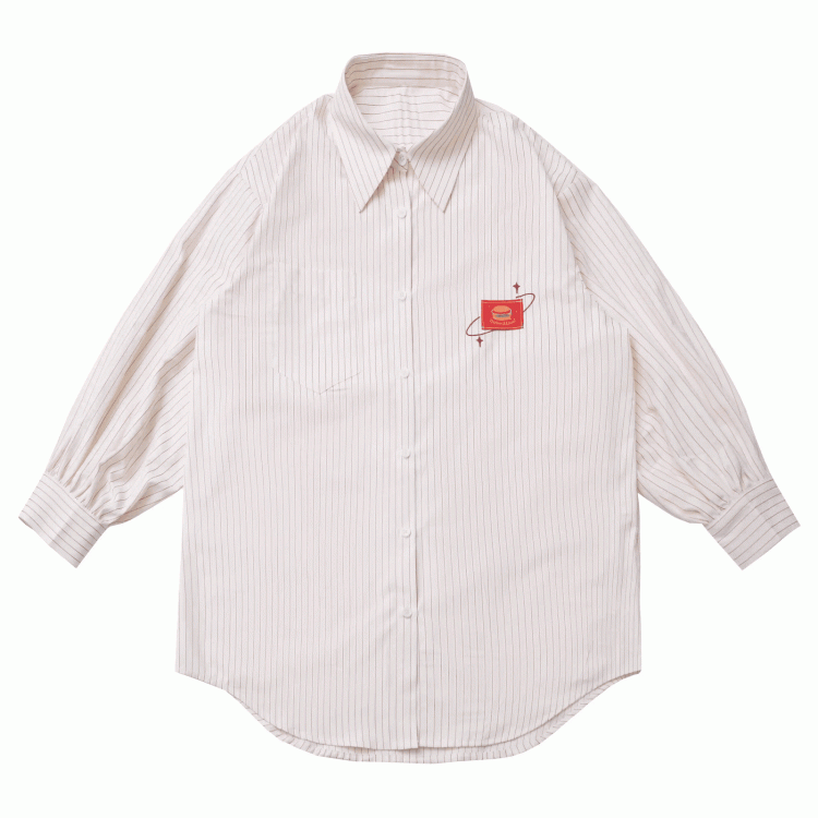 Oversize-Shirt mit Burger-Stickerei-Applikation, Rosa/Weiß