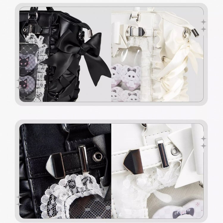 Tote Jirai Kei Trim Capacity – Black Large Ita Lace