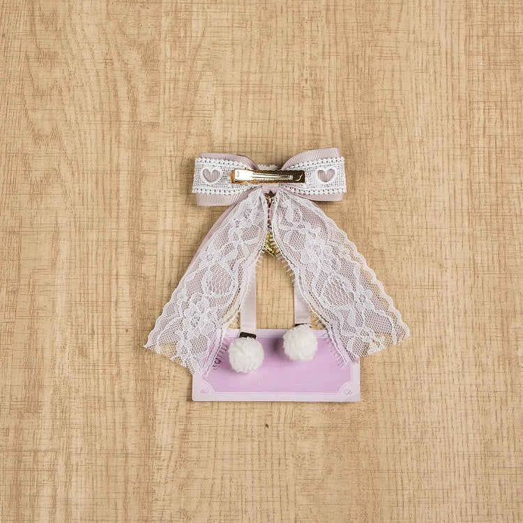Jirai Kei Pompom Details Sweetheart Charm Schleife Haarspange