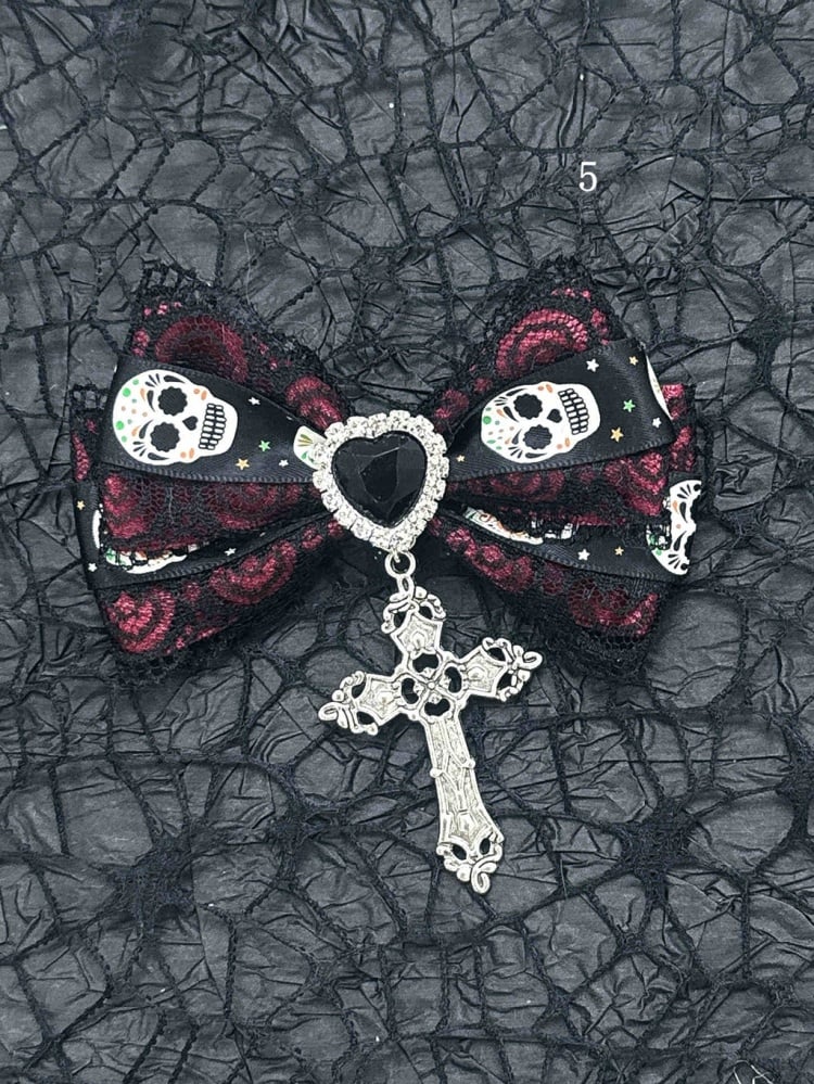 Black Red Halloween Jirai Kei Bowknot Hairclips