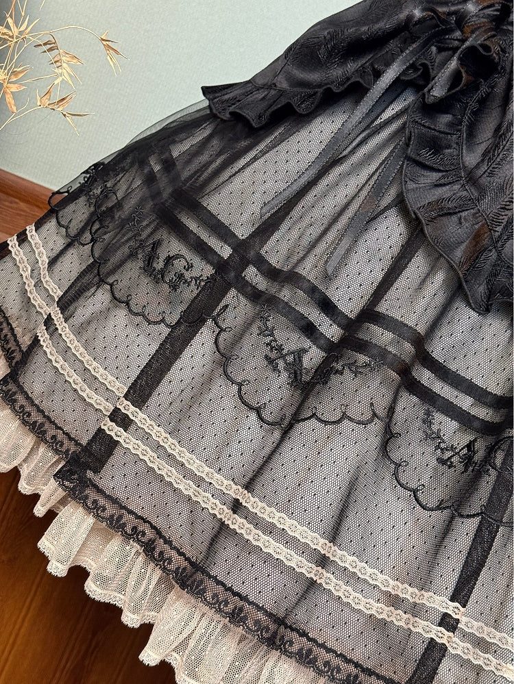 Boned Basque Waist Elegant Under Bust Classic Lolita Jumper Skirt