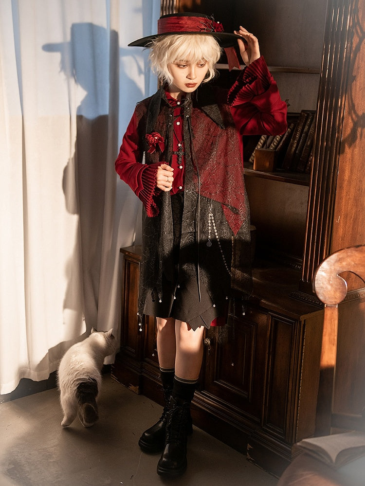 Prince Spider Web Ouji Lolita Gothic Black Shawl