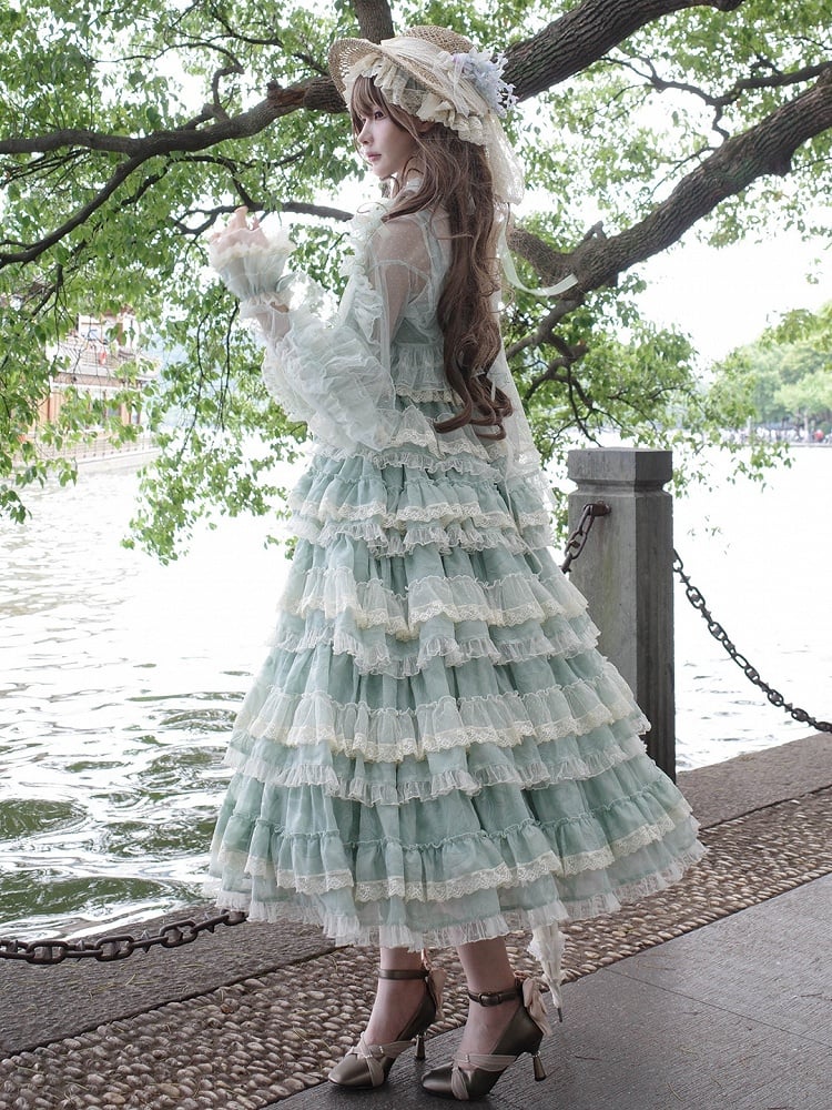 Tulle Ruffled Lace Green Top Lolita